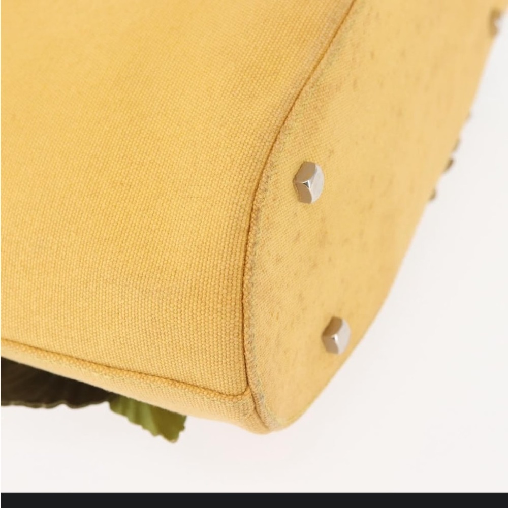Salvatore Ferragamo Yellow Floral Appliqué Tote with Green Leaf Accents - Picture 10 of 16